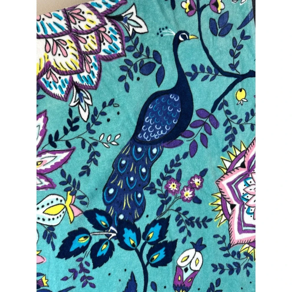 NWT Vera Bradley Beach Towel Teal Peacock Garden Floral Cotton Plush 33x66 Vacay